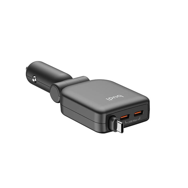 budi Ultra Fast Car Charger with Retractable USB-C Cable