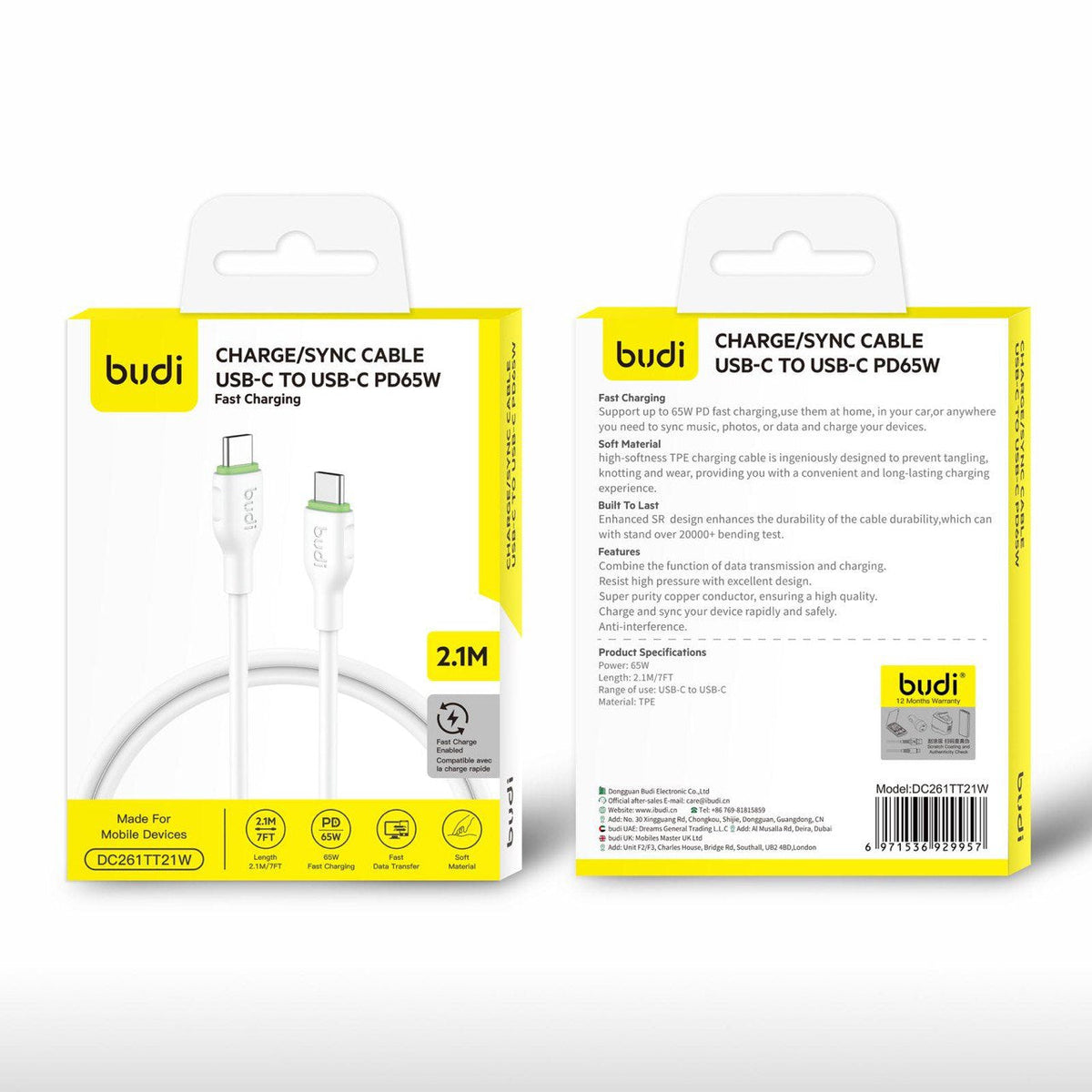 budi USB-C to USB-C/Lightning PD 65W Cable – view 9