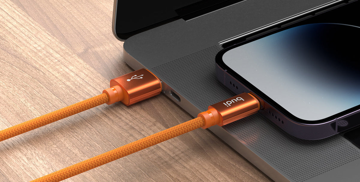 budi Cosmic Orange USB-A to Lightning Charging Cable – view 2