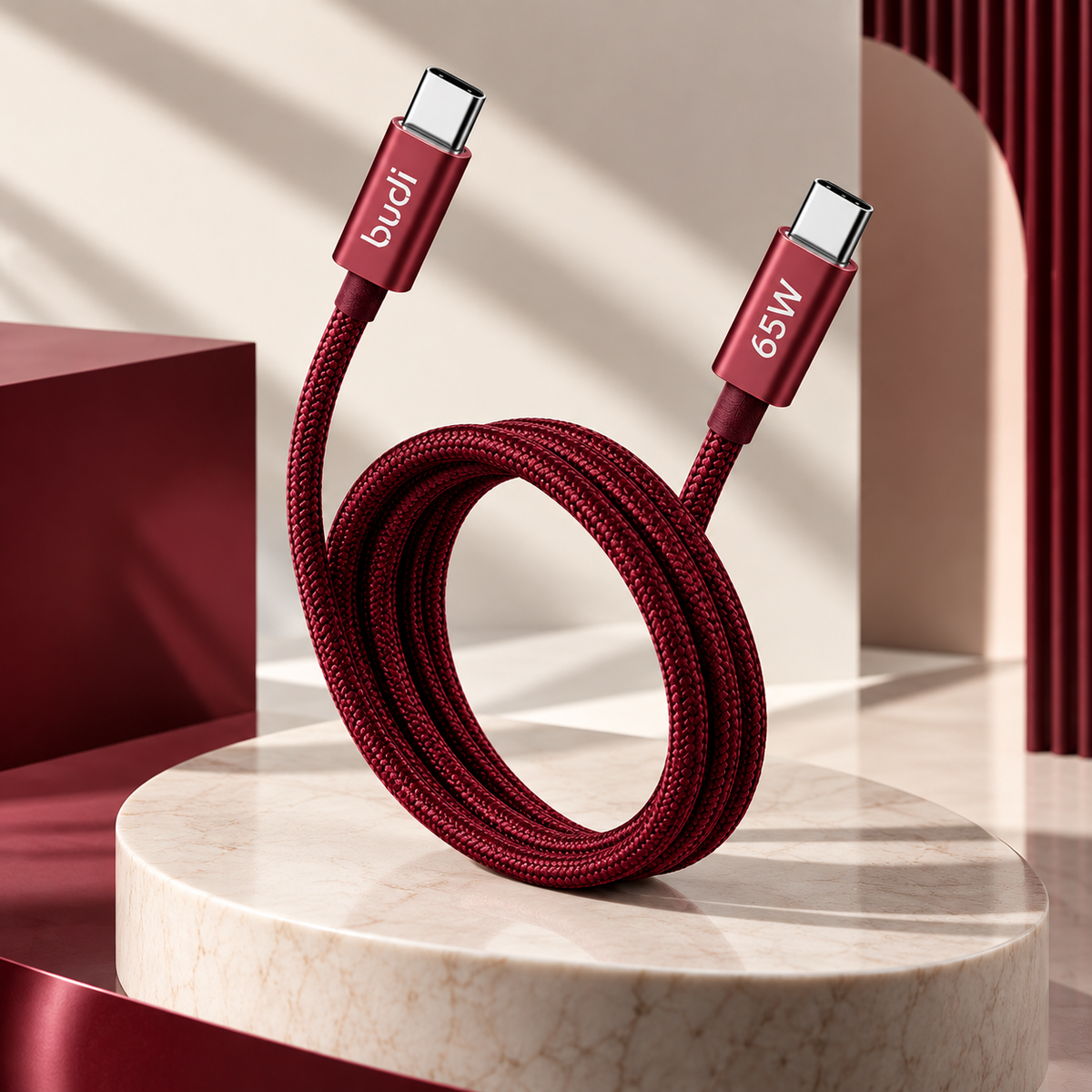 budi burgandy Charging Cable