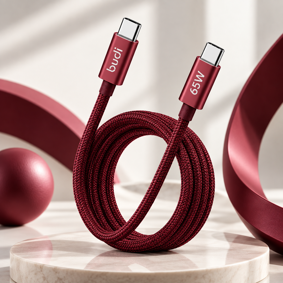 budi burgandy Charging Cable – view 2