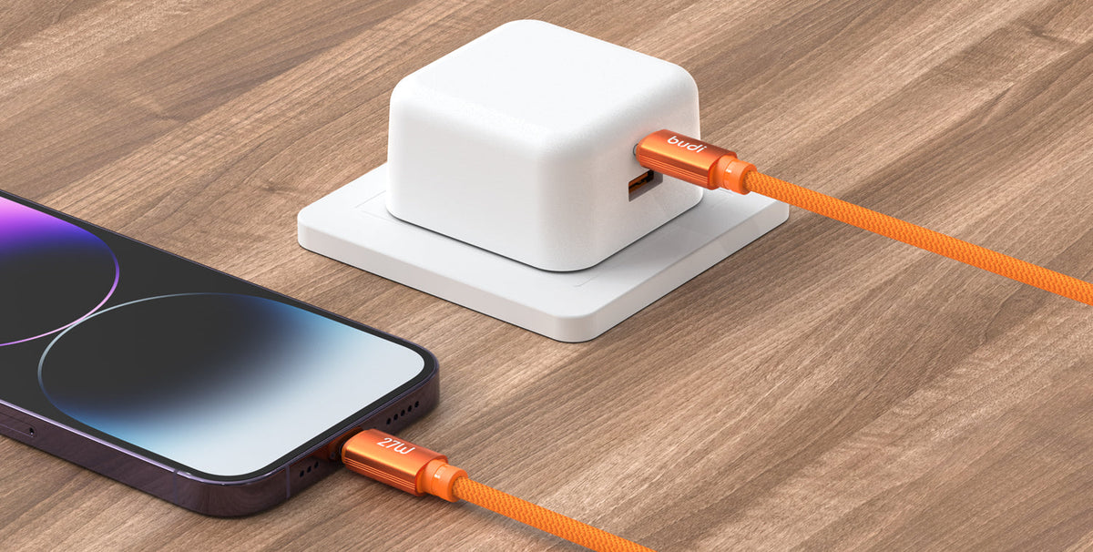 budi Cosmic Orange Type-C to Lightning Charging Cable – view 2