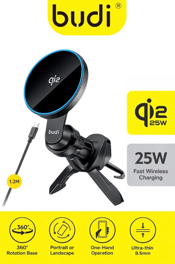 budi 2 in 1 Mag-E Qi2 Ultra Car Charger – view 4