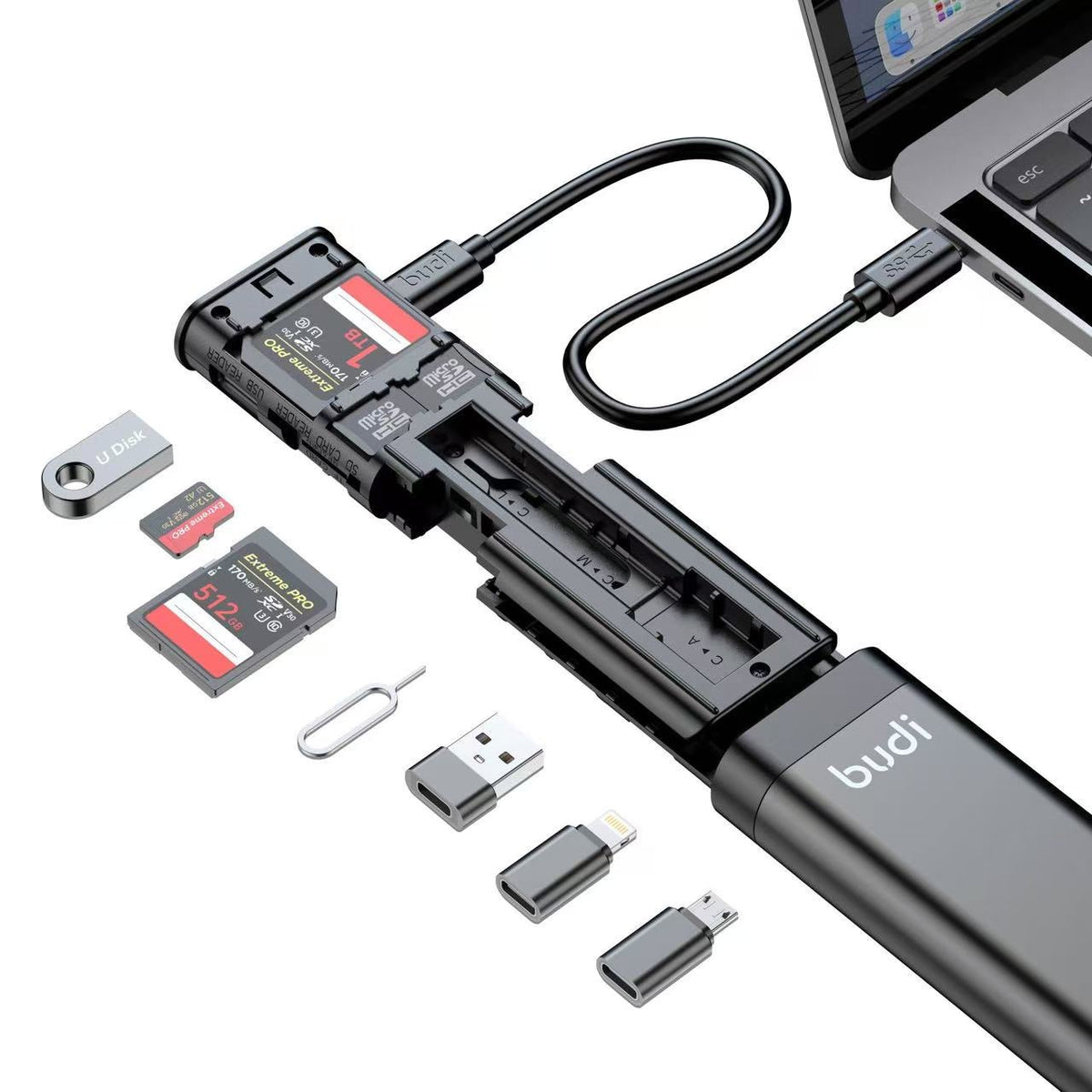budi 9-in-1 USB 3.0 Card Reader Cable, 5Gbps OTG Adapter – view 3