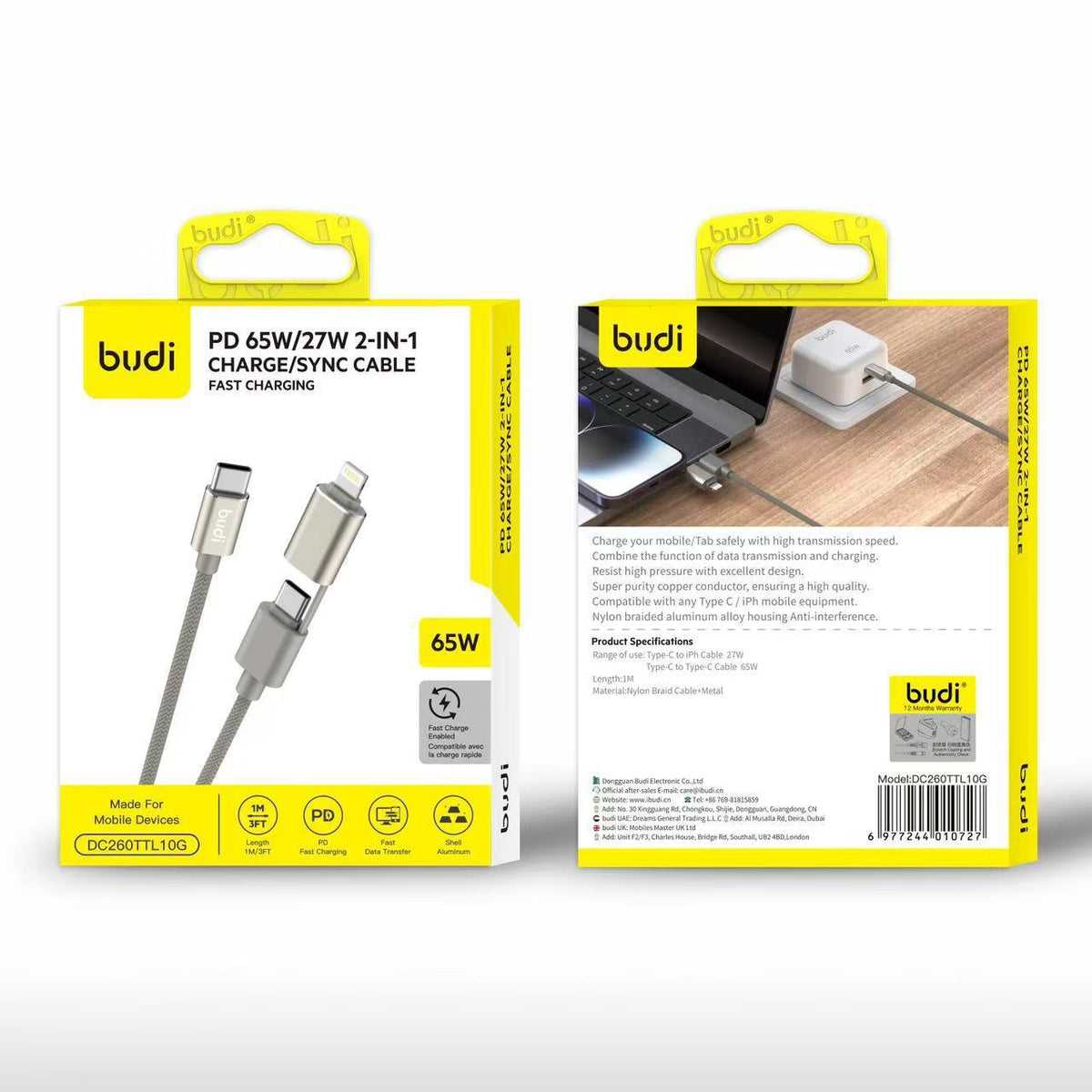 budi PD 2 in 1 Braided Nylon Charging Cable – view 6