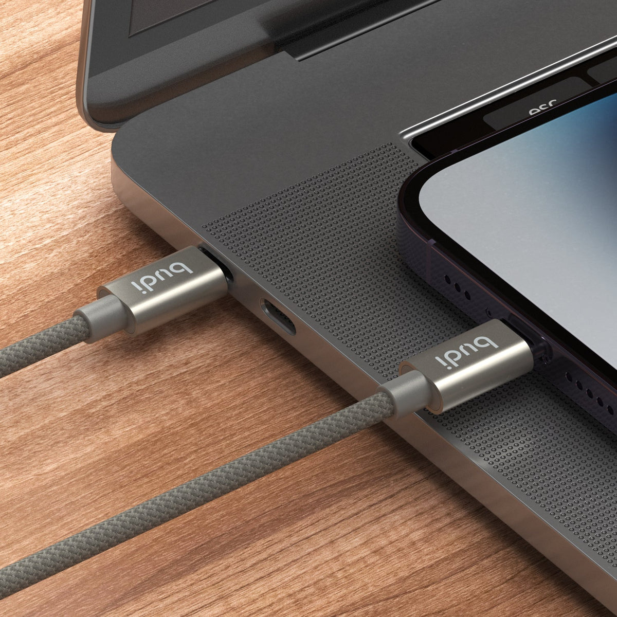 budi PD 27w Lightning Braided Nylon Charging Cable – view 2