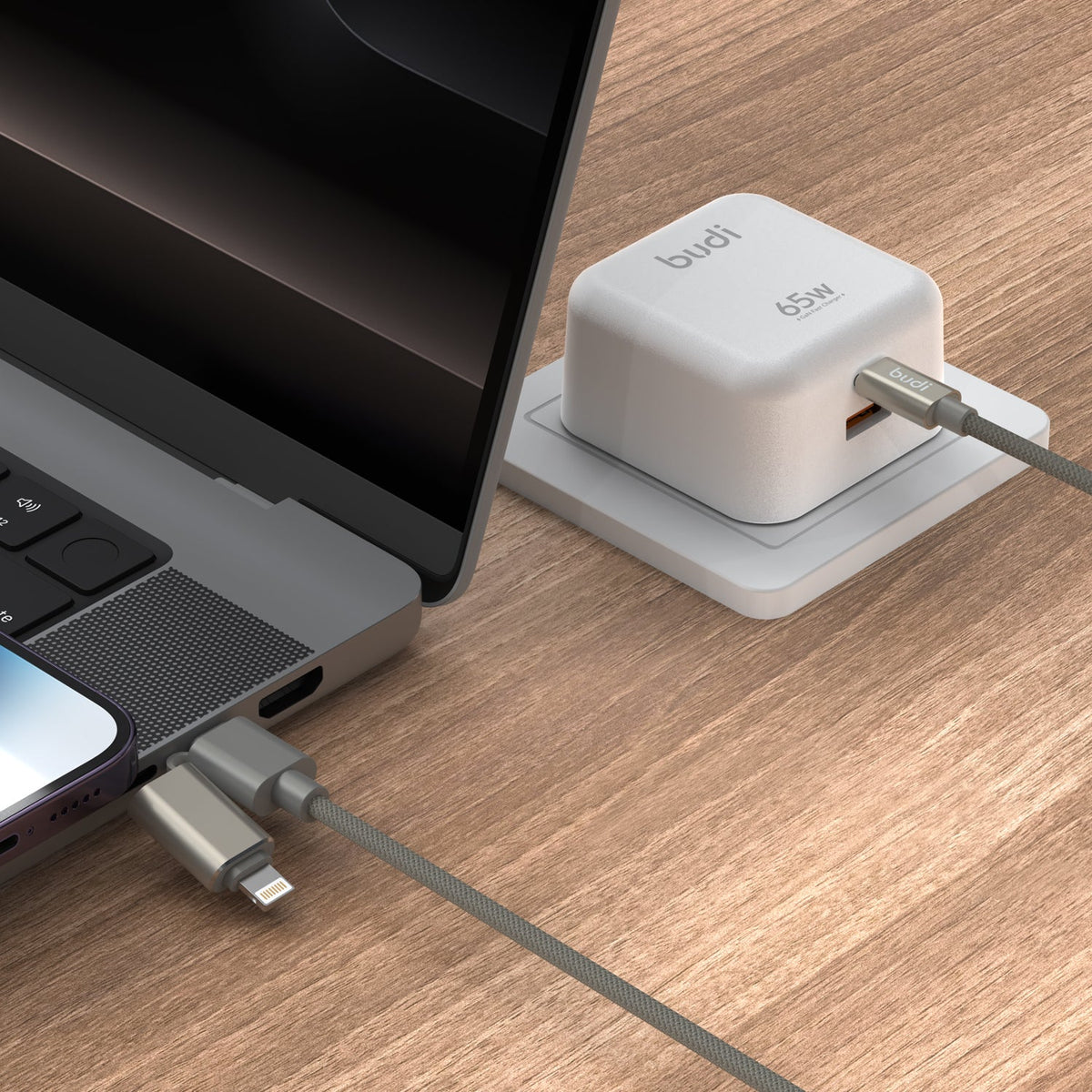 budi PD 2 in 1 Braided Nylon Charging Cable – view 2