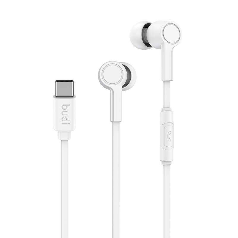 White USB-C headphones with cable on a white background