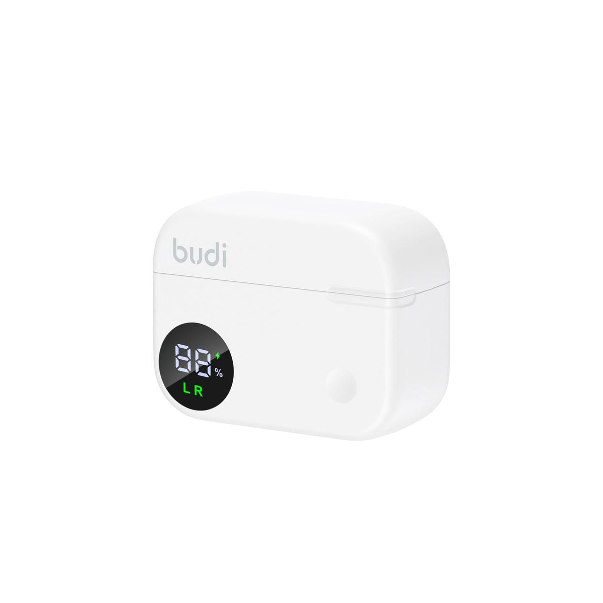 White electronic device with digital display on a white background