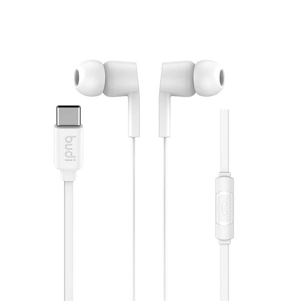 budi - Type-C Wired Earbuds, In-Ear with Mic (White)