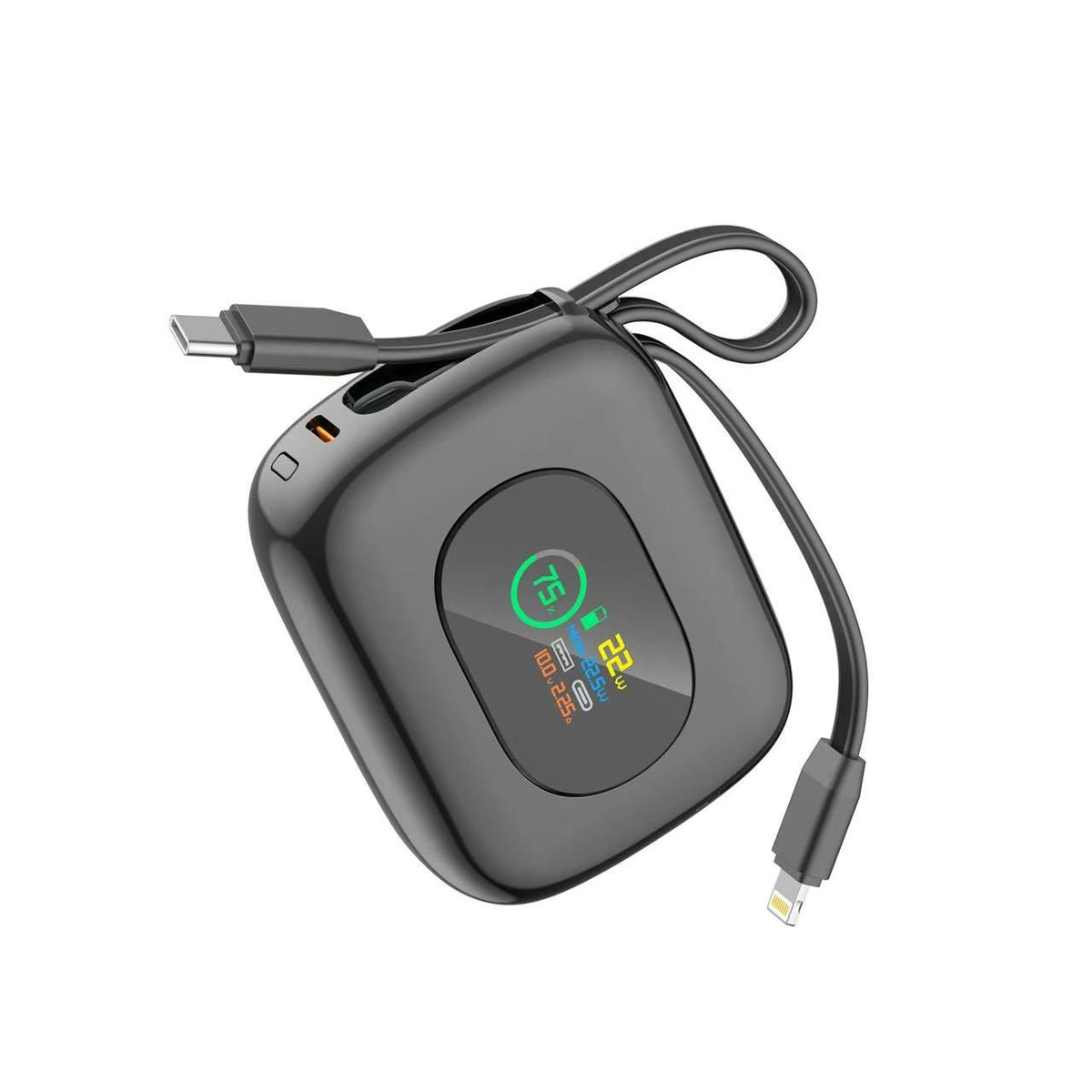 budi AI Smart 22.5W Powerbank with built-in charging cables and digital display