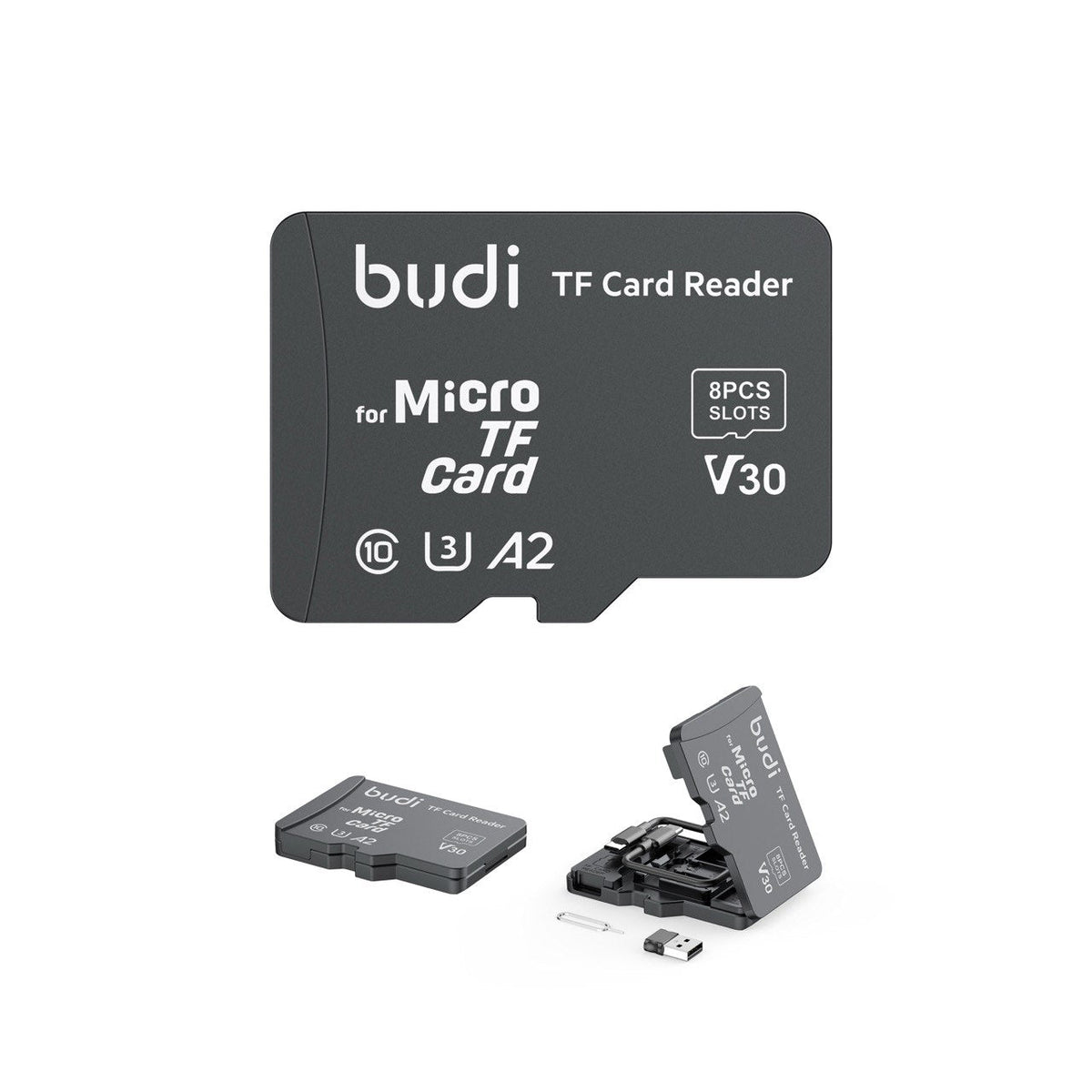 budi TF Card Reader - 8-slot micro TF card reader adapter