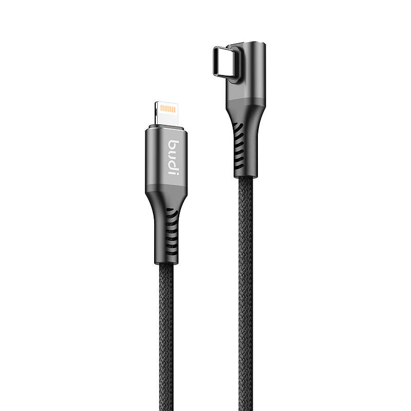 budi USB-C to Lightning 90° Angled Braided Cable