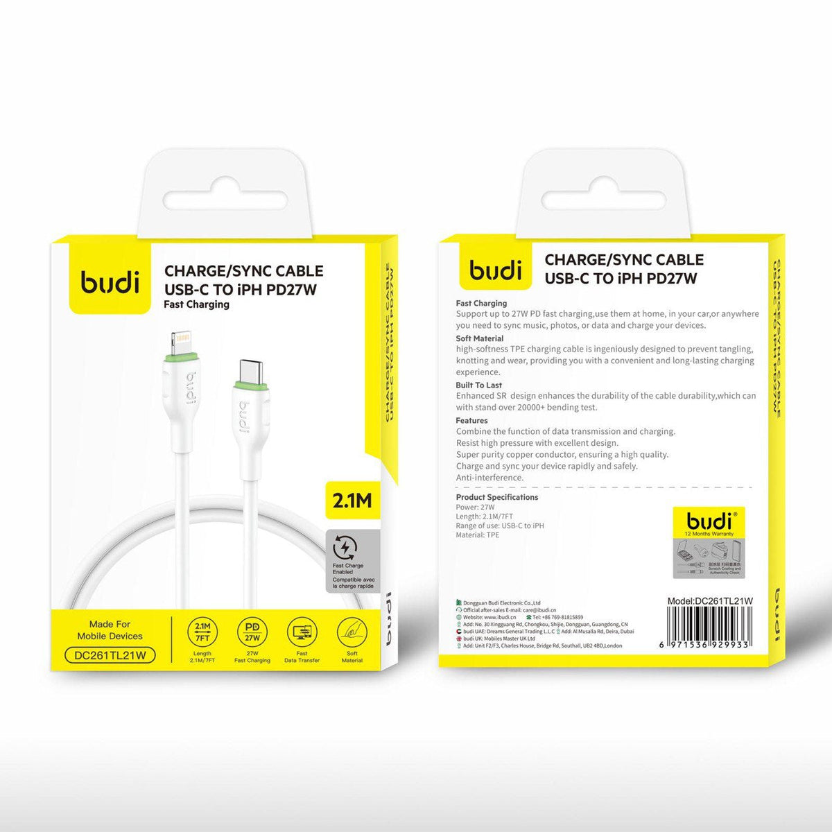 budi USB-C to USB-C/Lightning PD 65W Cable – view 11