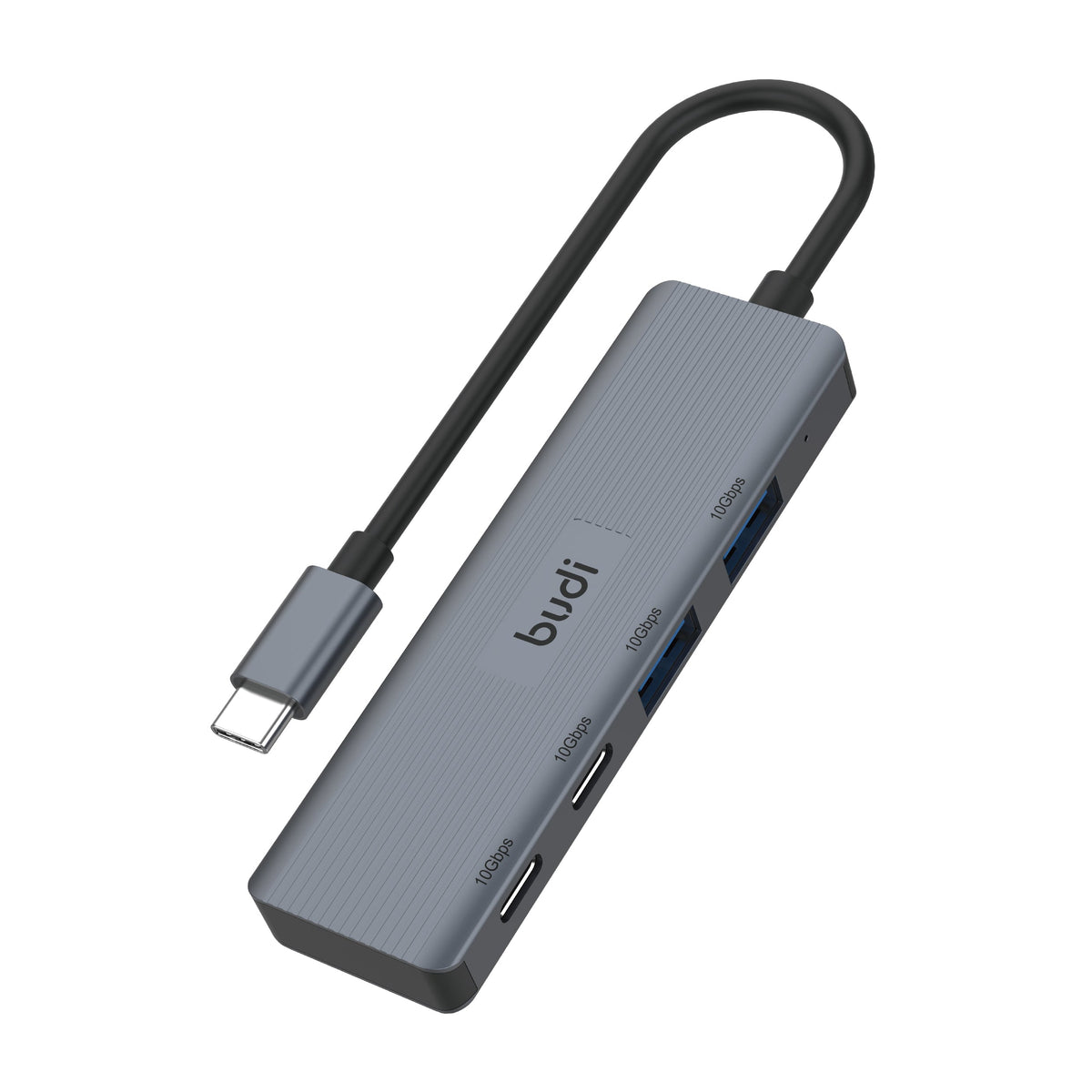 budi 4-port 10Gbps USB-C hub with 2 USB-C and 2 USB-A ports, USB 3.2 Gen 2